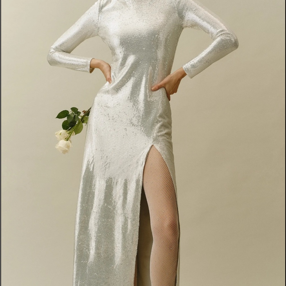 Reformation Talicia Sequin Long Sleeve Dress